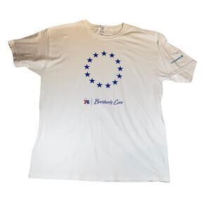 Philadelphia 76ers T-Shirt Men's XL White 100% Pre Shrunk Cotton Brotherly Love